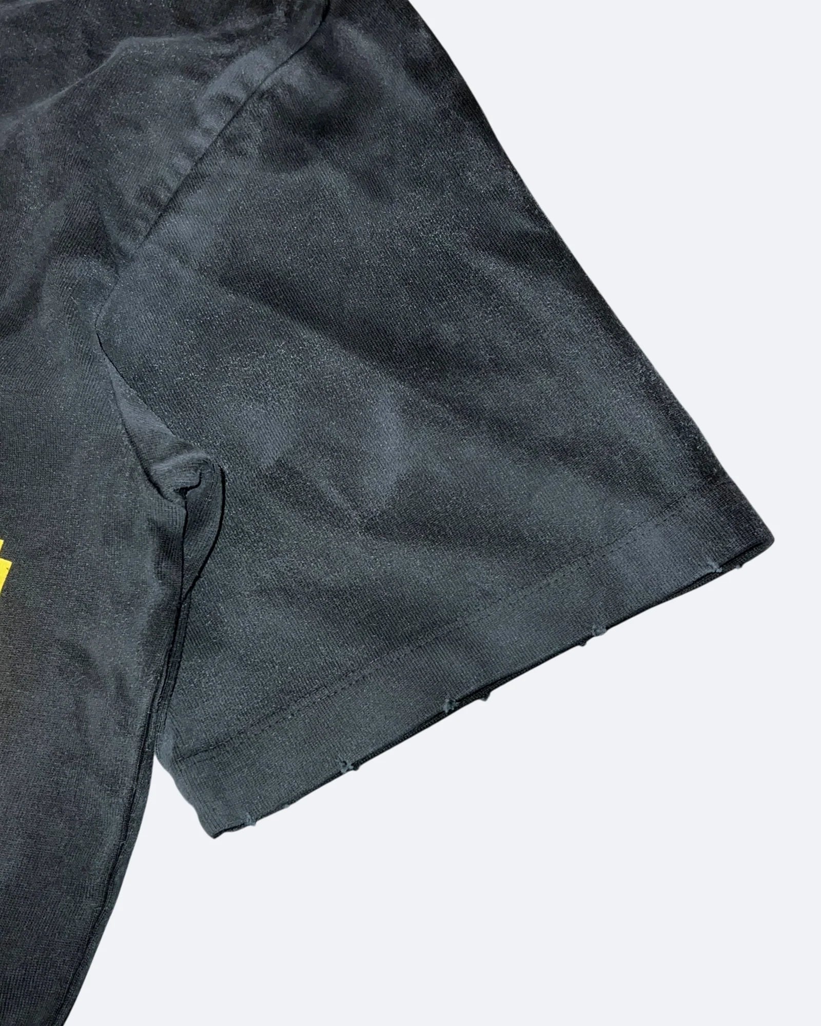 Balenciaga - Yellow Tape Distressed T-Shirt - Washed Black