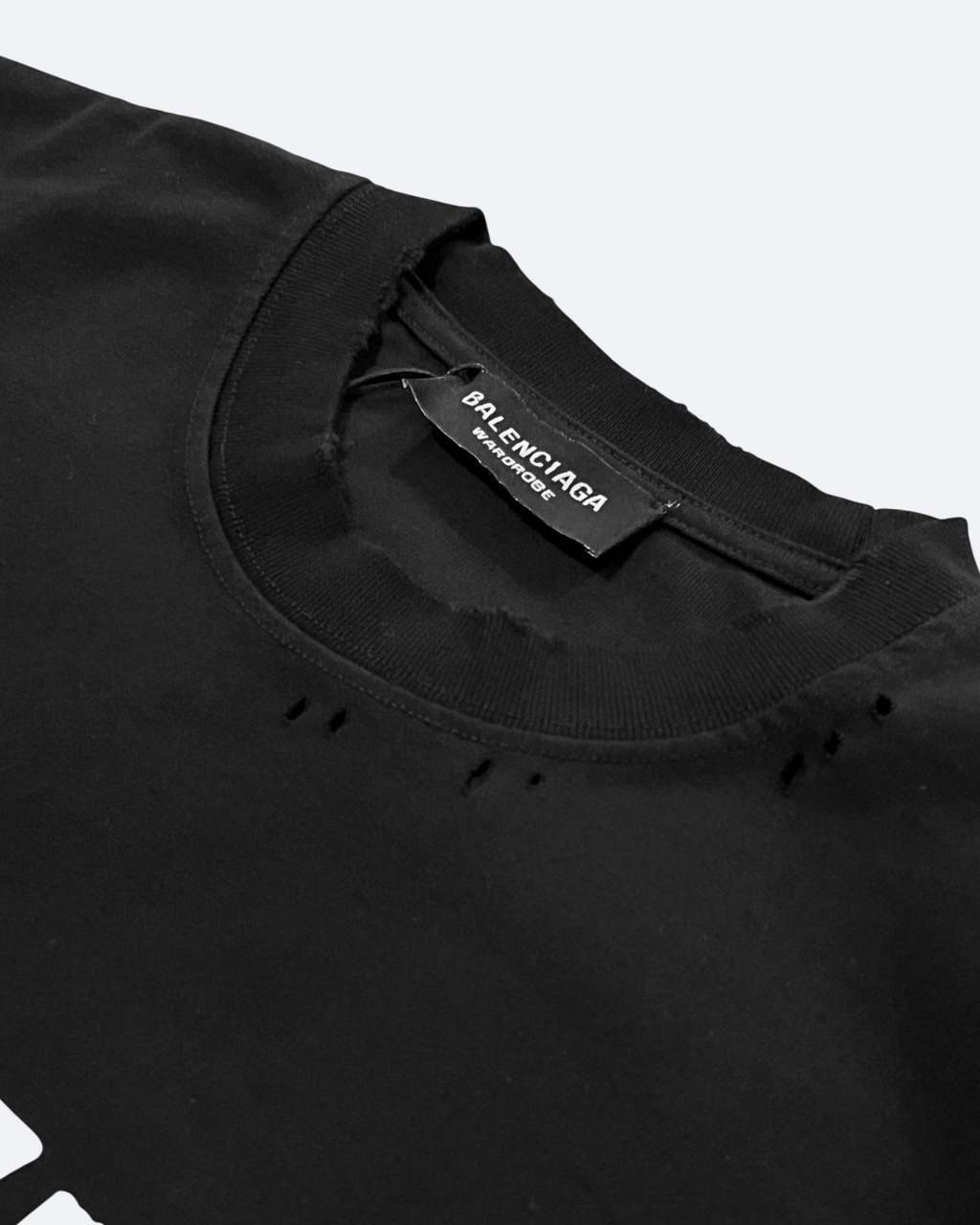 Balenciaga - White Tape Distressed T-Shirt - Black