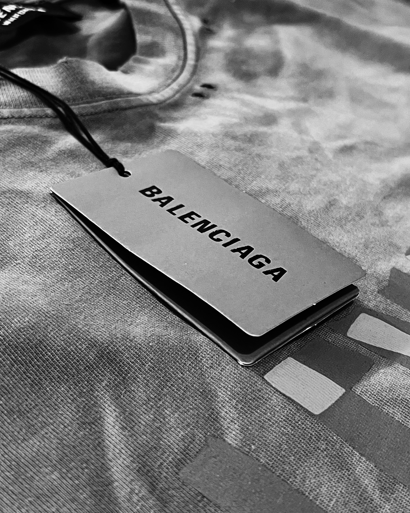 Balenciaga - Yellow Tape Distressed T-Shirt - Washed Blue