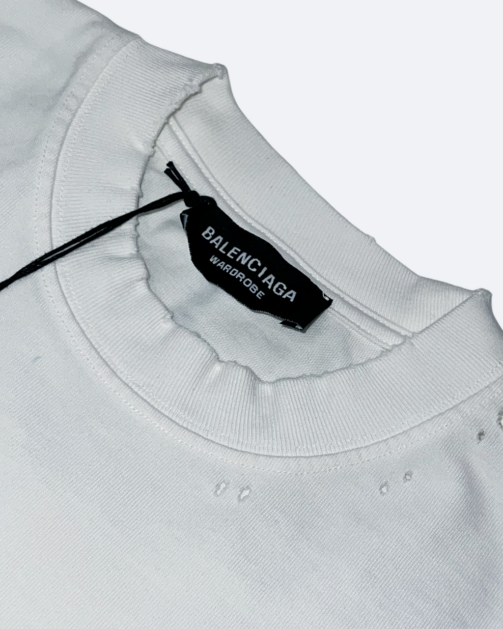 Balenciaga - Yellow Tape Distressed T-Shirt - White