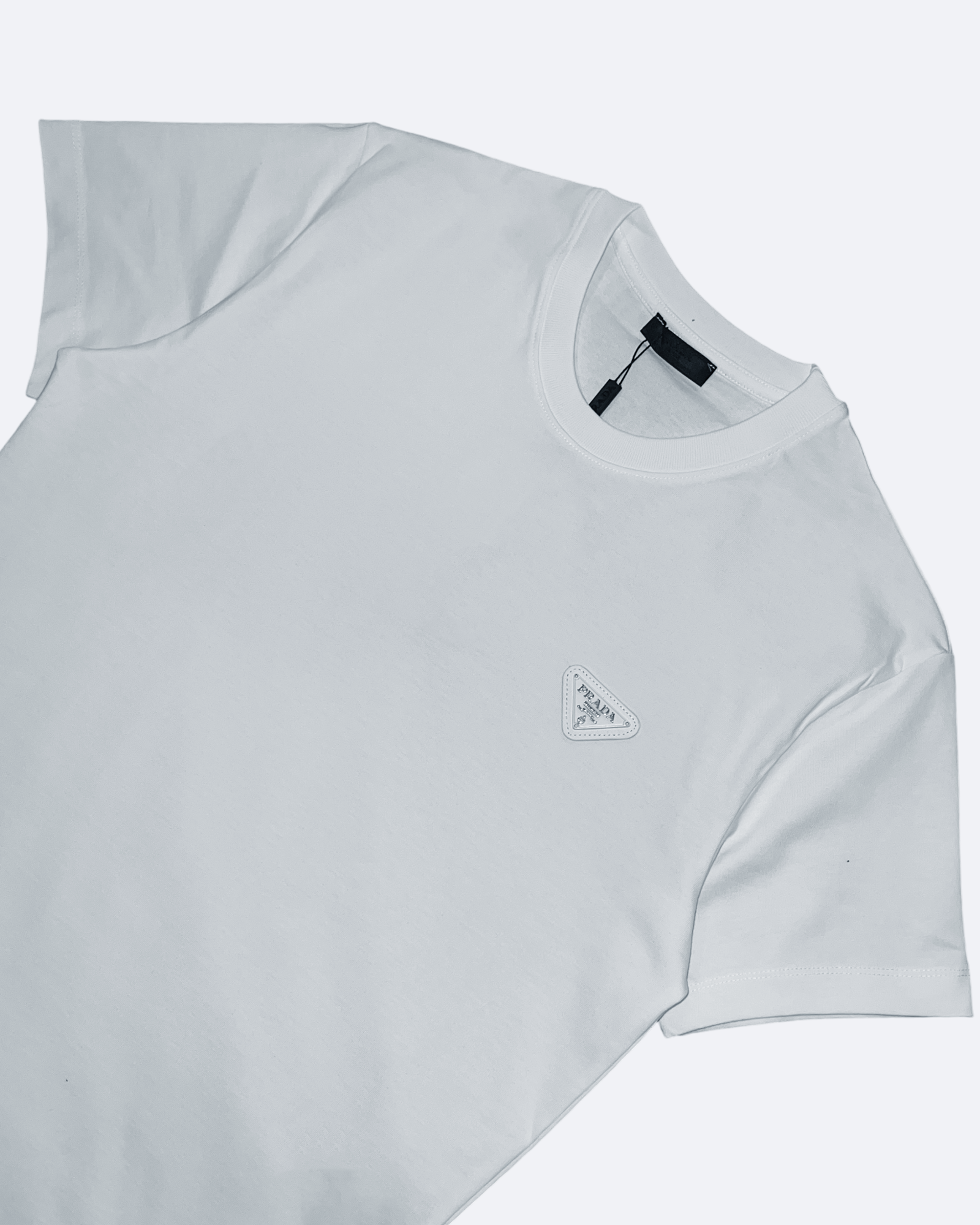 Prada - White Plate Logo T-Shirt - White
