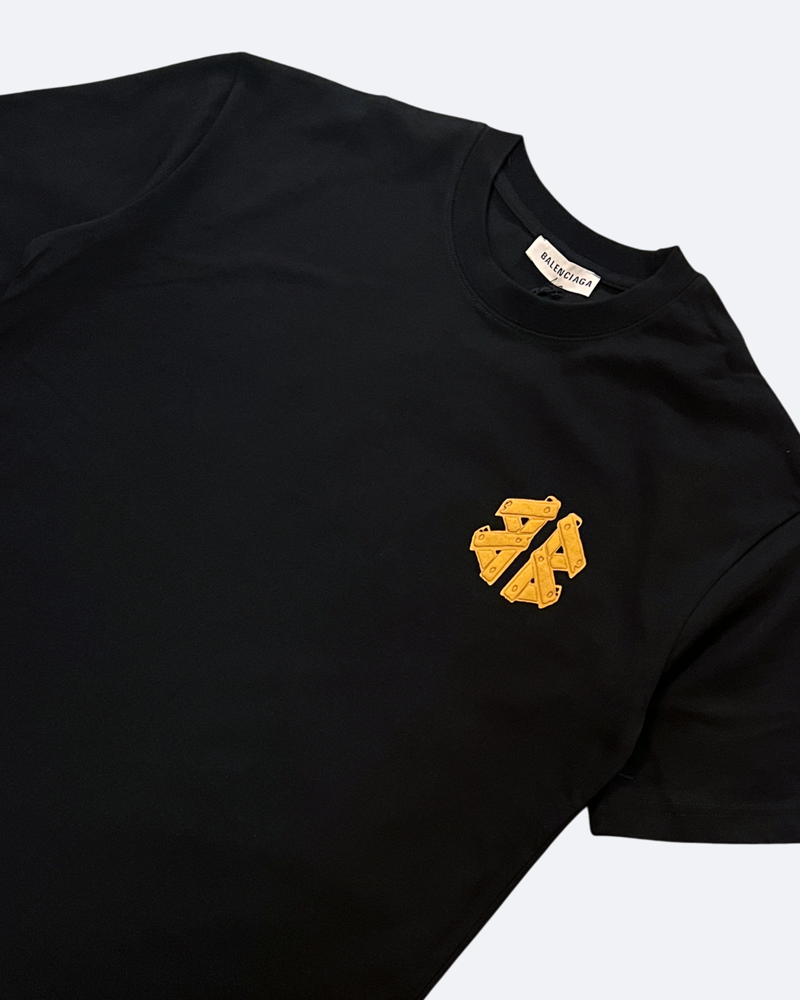 Balenciaga - Yellow Plank Logo T-Shirt - Black