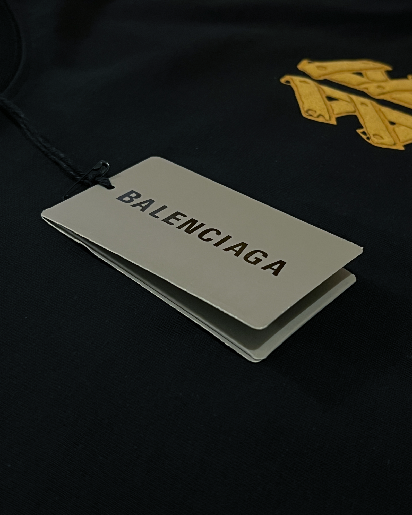 Balenciaga - Yellow Plank Logo T-Shirt - Black