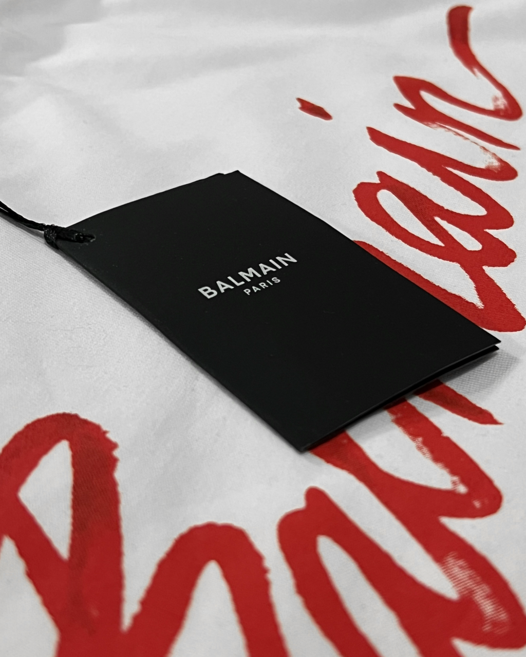 Balmain - Red Paint Script Logo T-Shirt - White