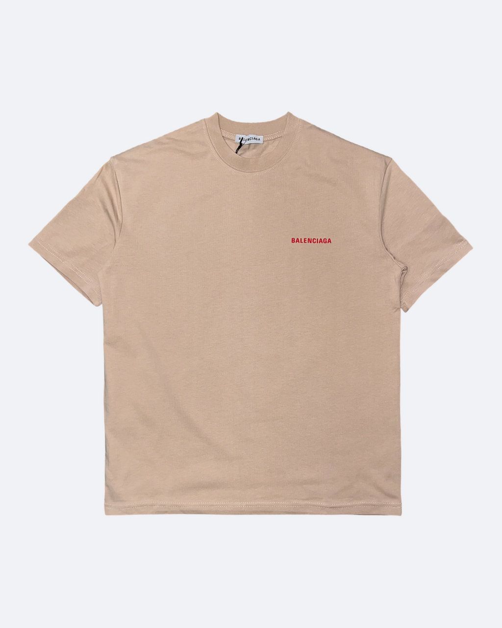 Balenciaga - Red Caution Tape T-Shirt - Beige