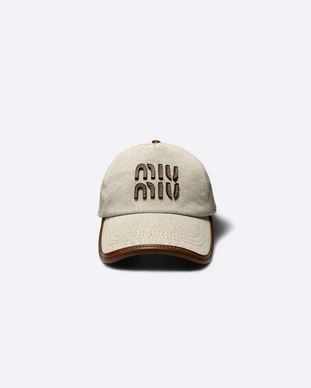 Miu Miu - Cavnas and Leather Logo Cap - Beige
