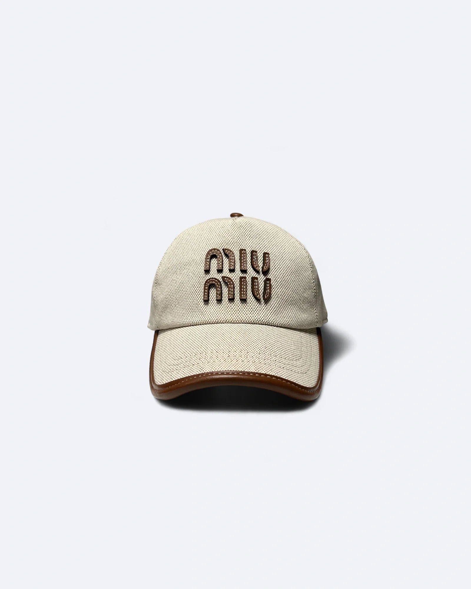 Miu Miu - Cavnas and Leather Logo Cap - Beige