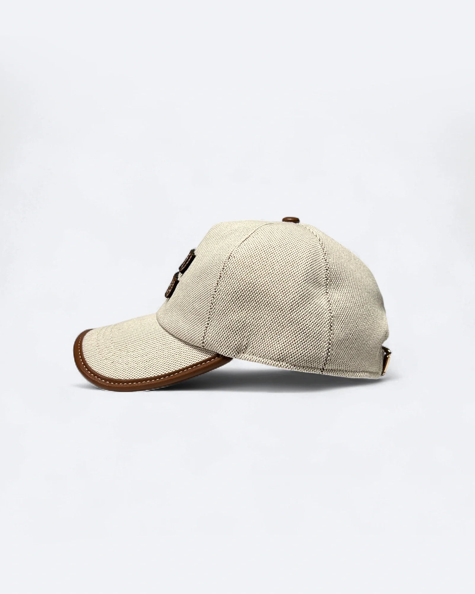 Miu Miu - Cavnas and Leather Logo Cap - Beige
