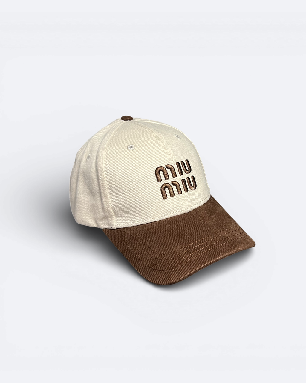 Miu Miu - Logo Embroidery Cap - Cream/Brown