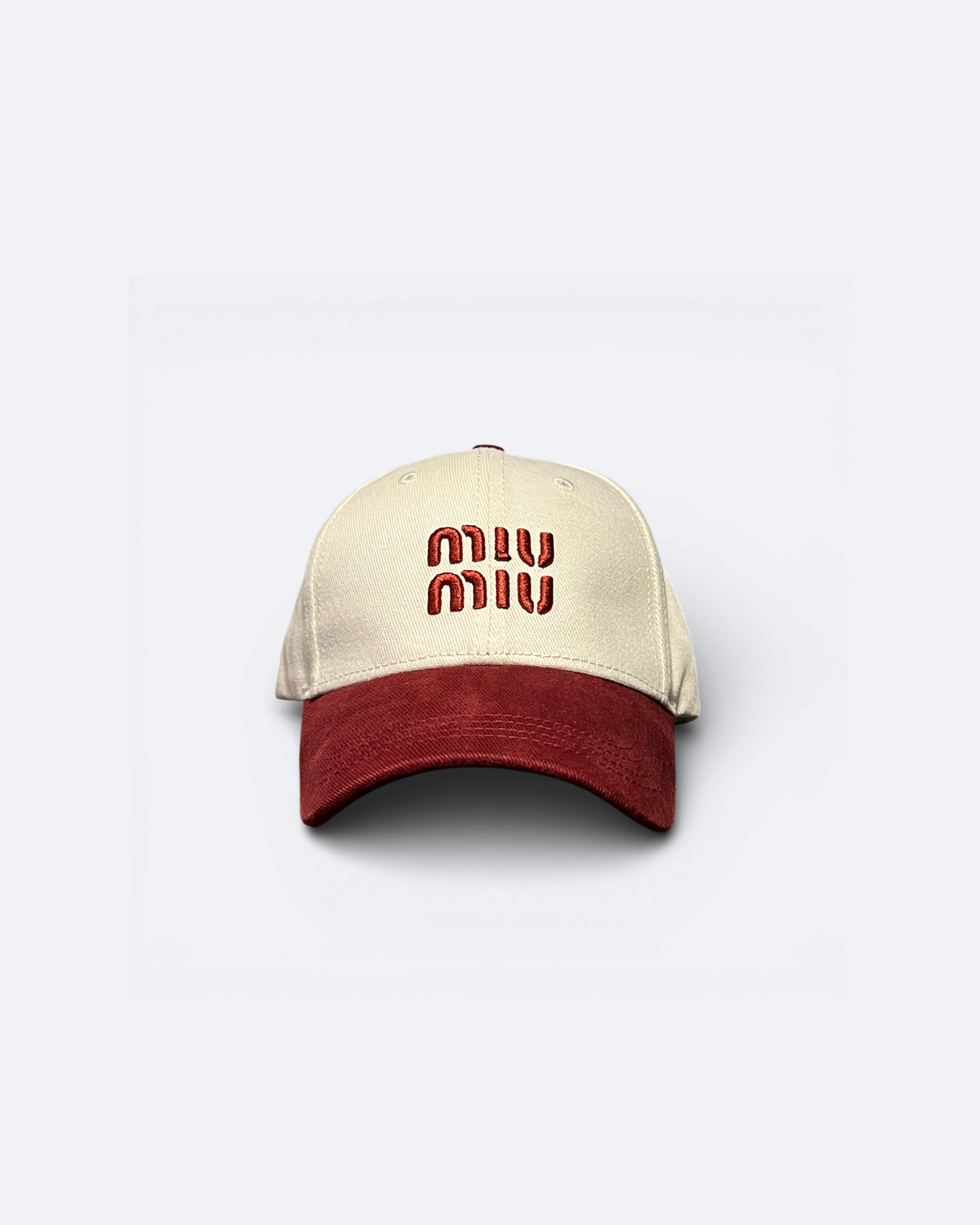 Miu Miu - Logo Embroidery Cap - Cream/Bordeau