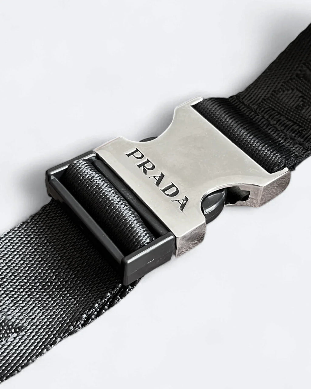 Prada - Metal Logo Crossbody Bag - Black