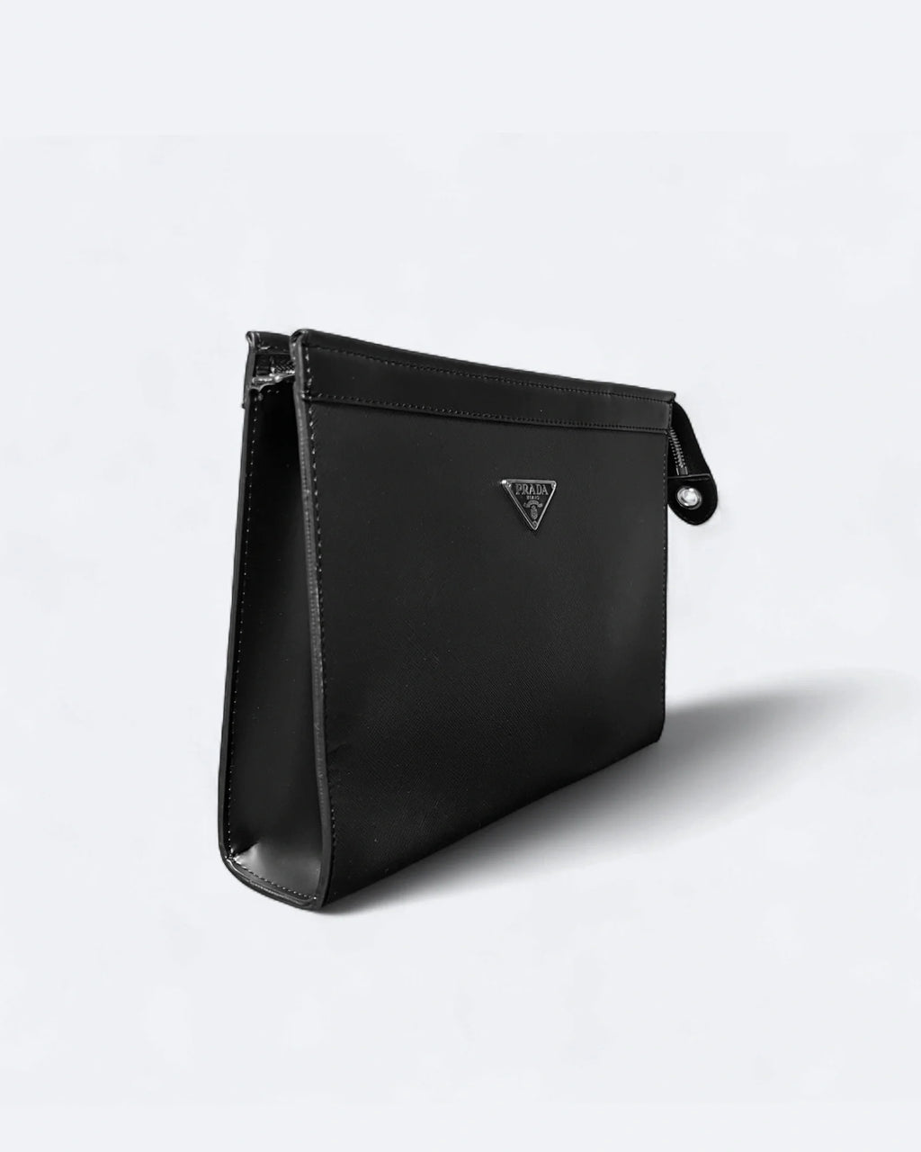 Prada - Logo Plate Clutch - Black