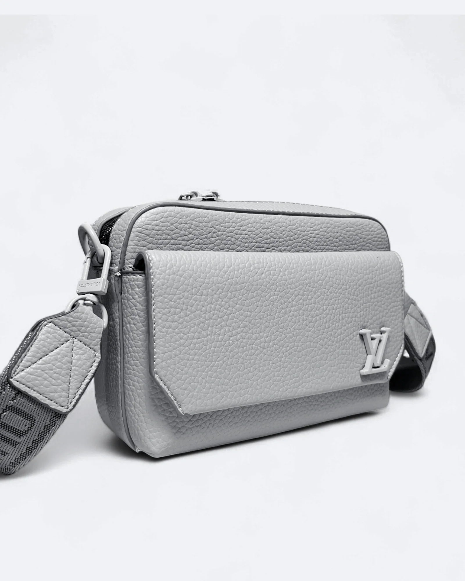 LVTN - Leather Mini Messenger Bag - Light Gray