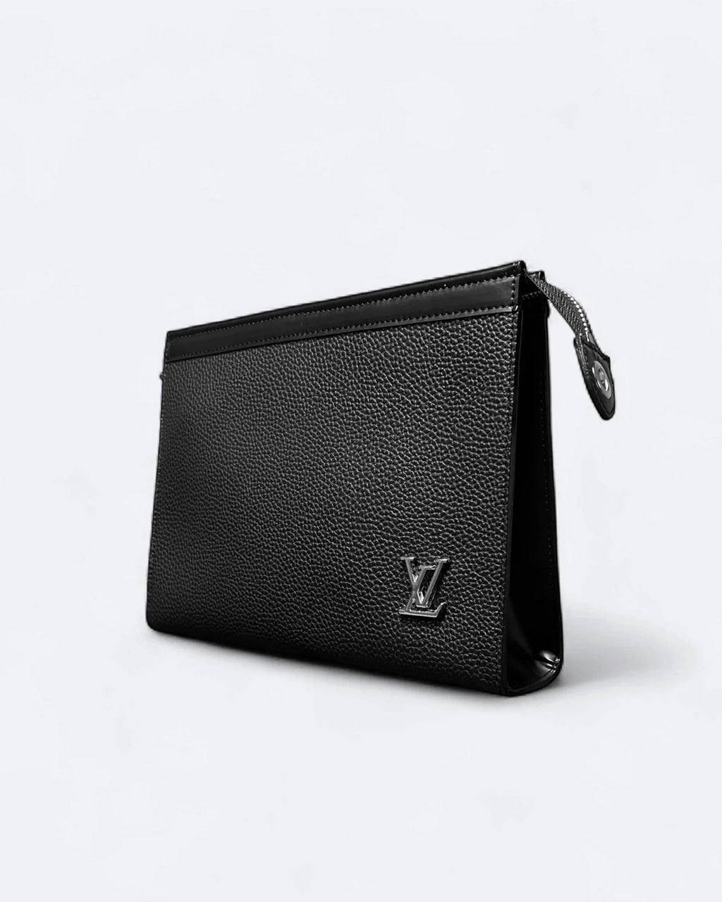 LVTN - Silver Monogram Leather Clutch - Black