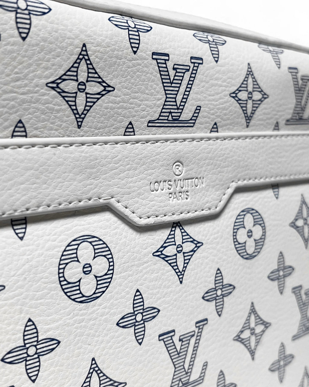 LVTN - Monogram Pattern Trio Set Bags - White/Dark Blue