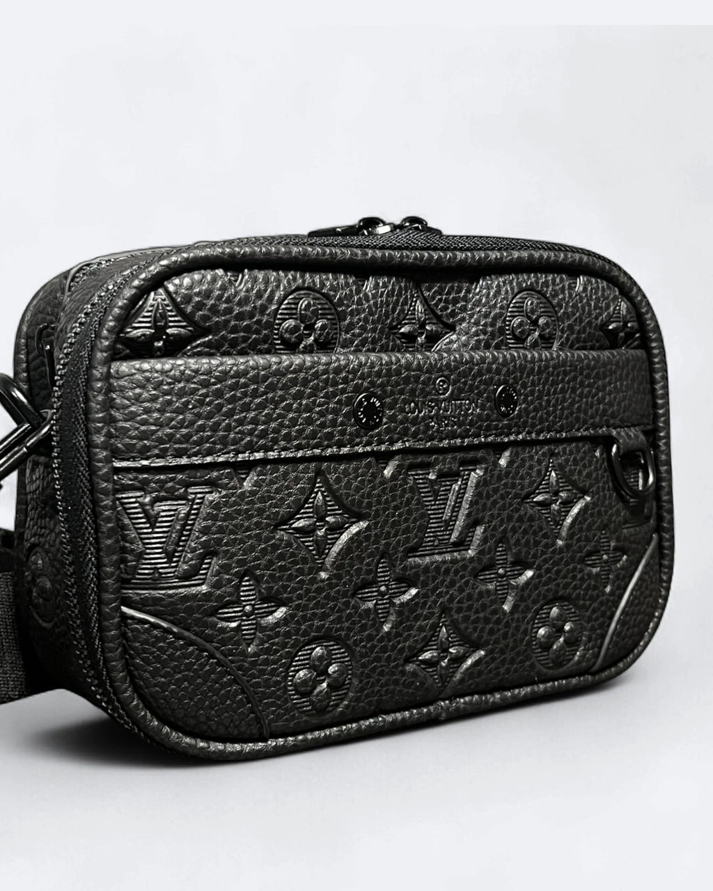 LVTN - Alpha Leather Embossed Crossbody Bag - Black