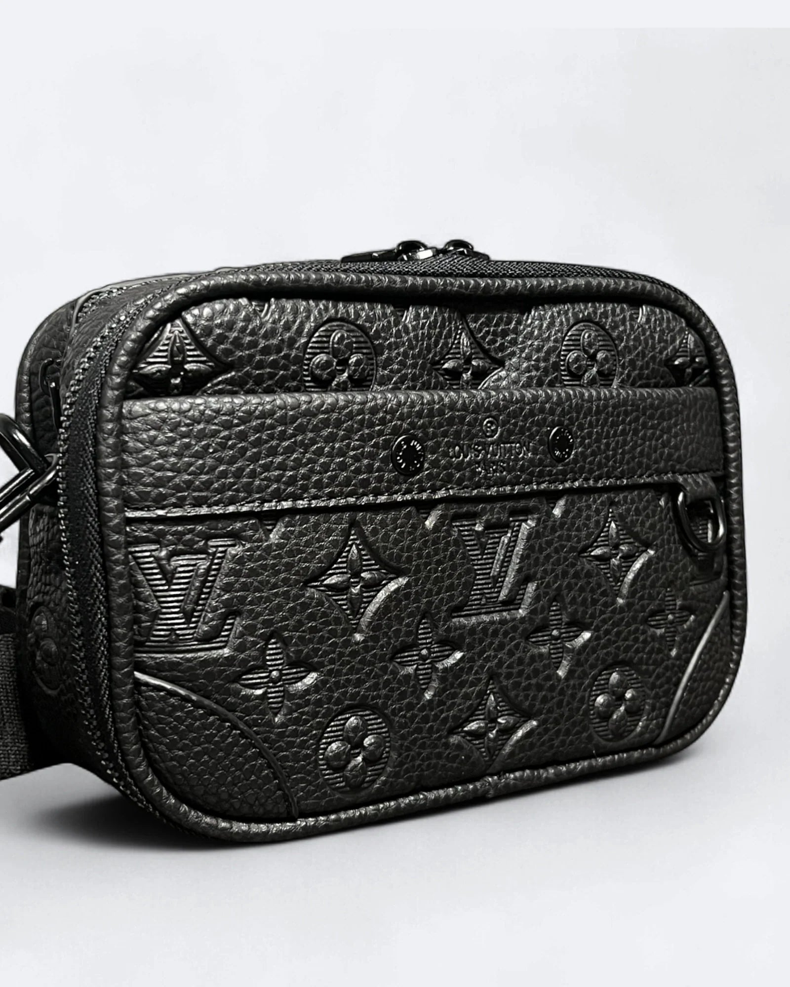 LVTN - Alpha Leather Embossed Crossbody Bag - Black