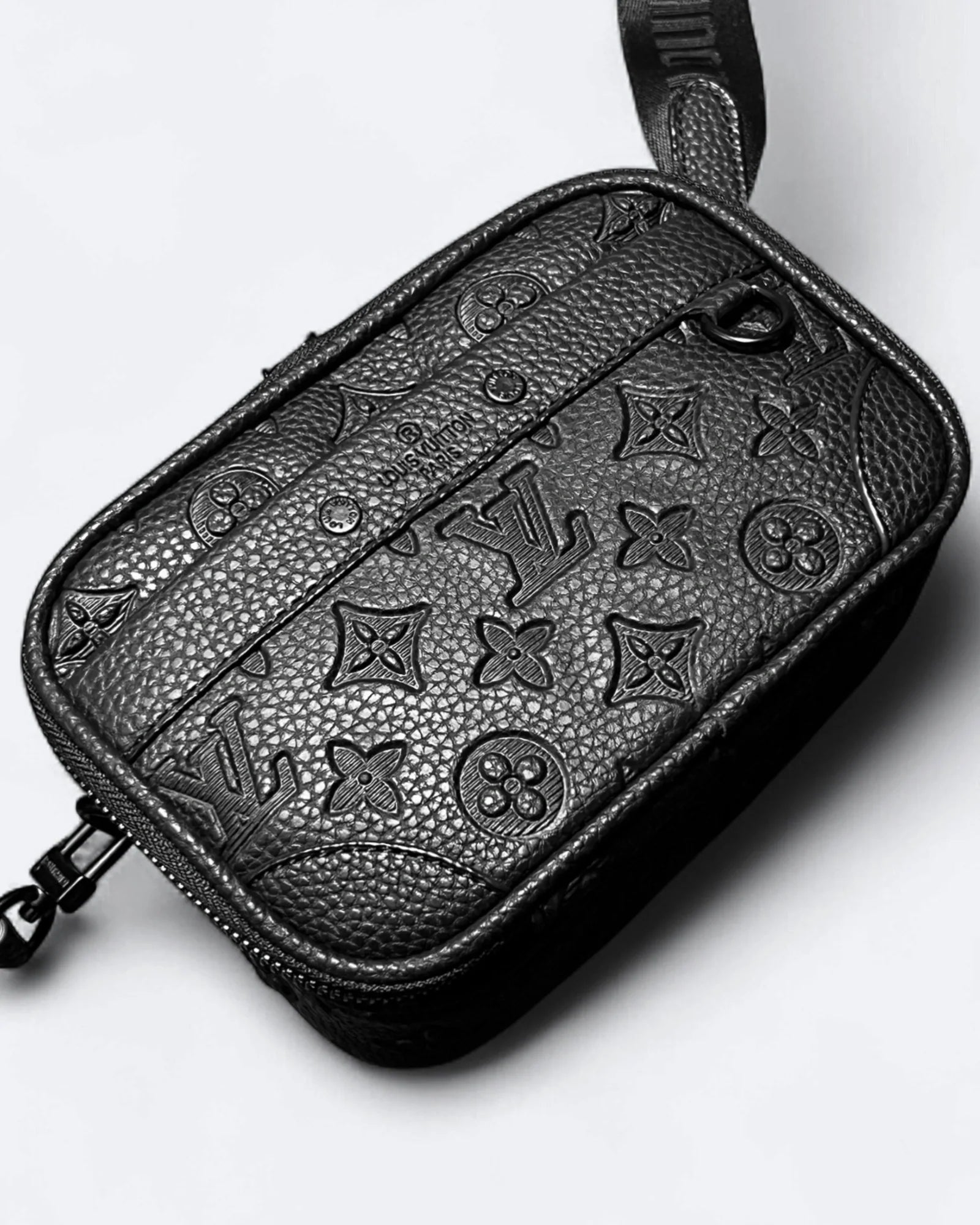 LVTN - Alpha Leather Embossed Crossbody Bag - Black
