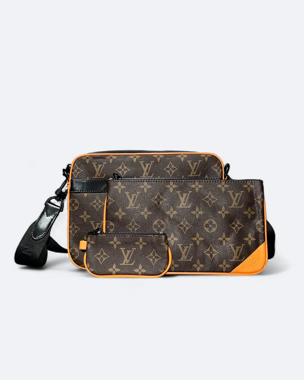 LVTN - Monogram Pattern Trio Set Bags - Brown/Orange