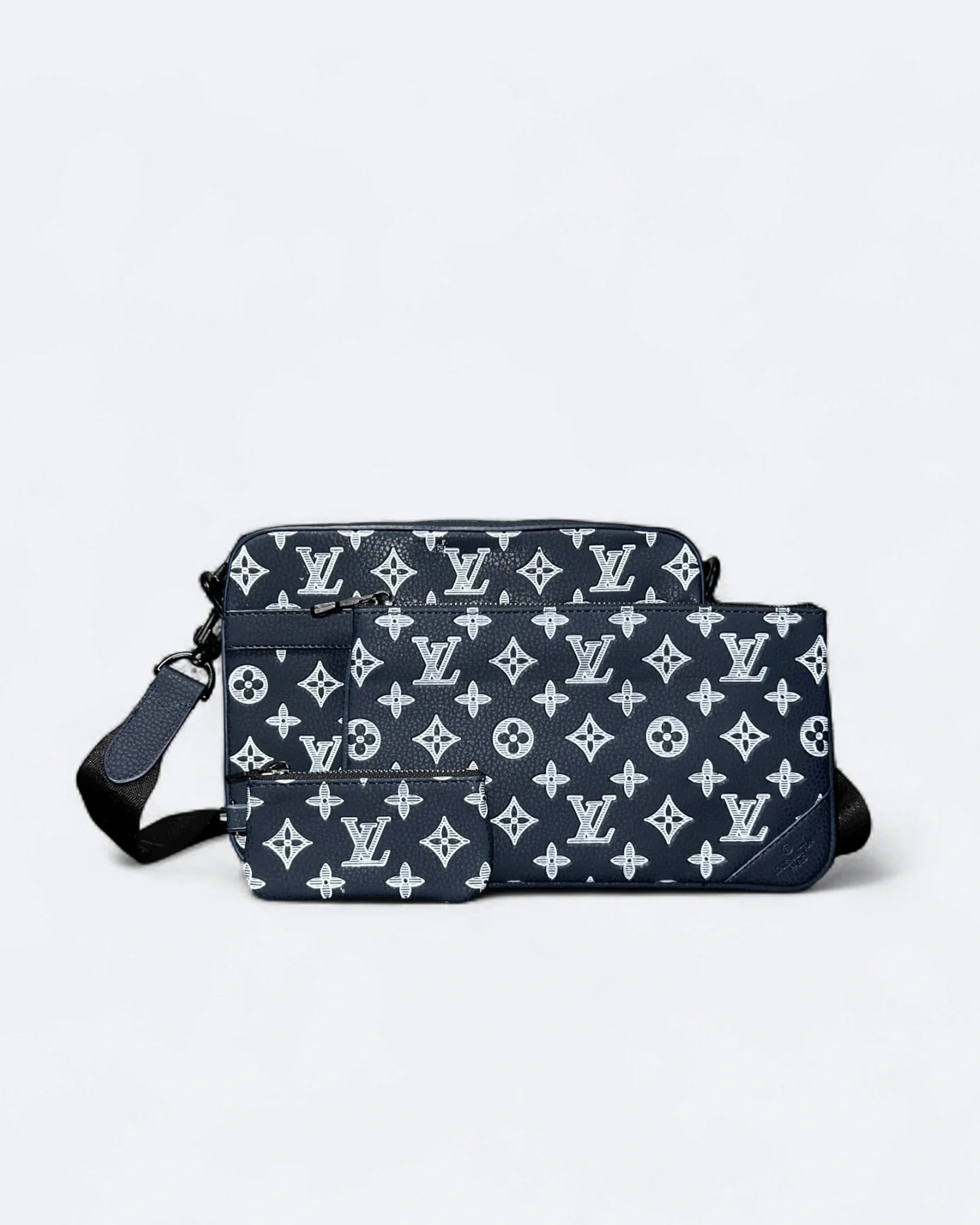 LVTN - Monogram Pattern Trio Set Bags - Dark Blue/White