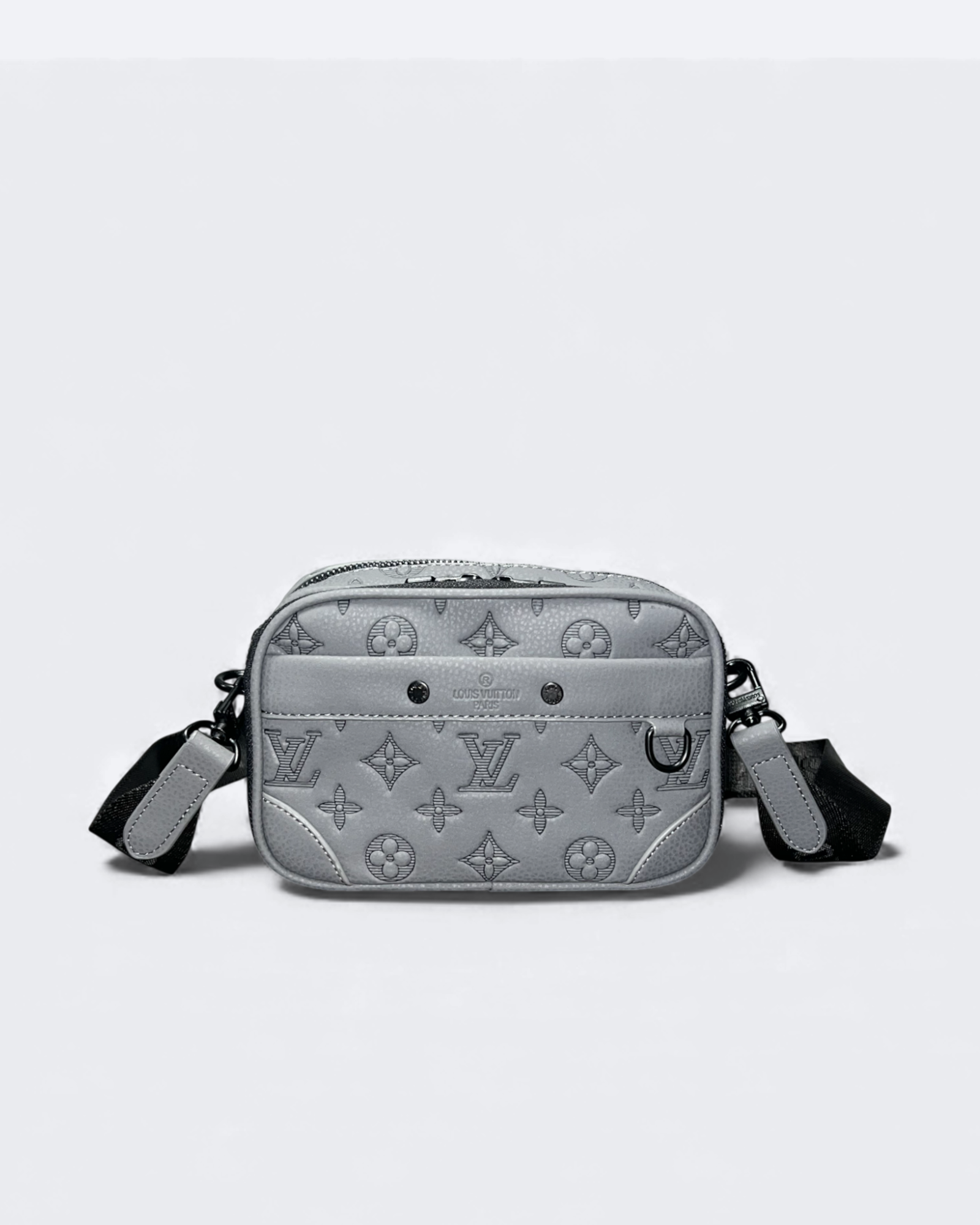 LVTN - Alpha Leather Embossed Crossbody Bag - Gray