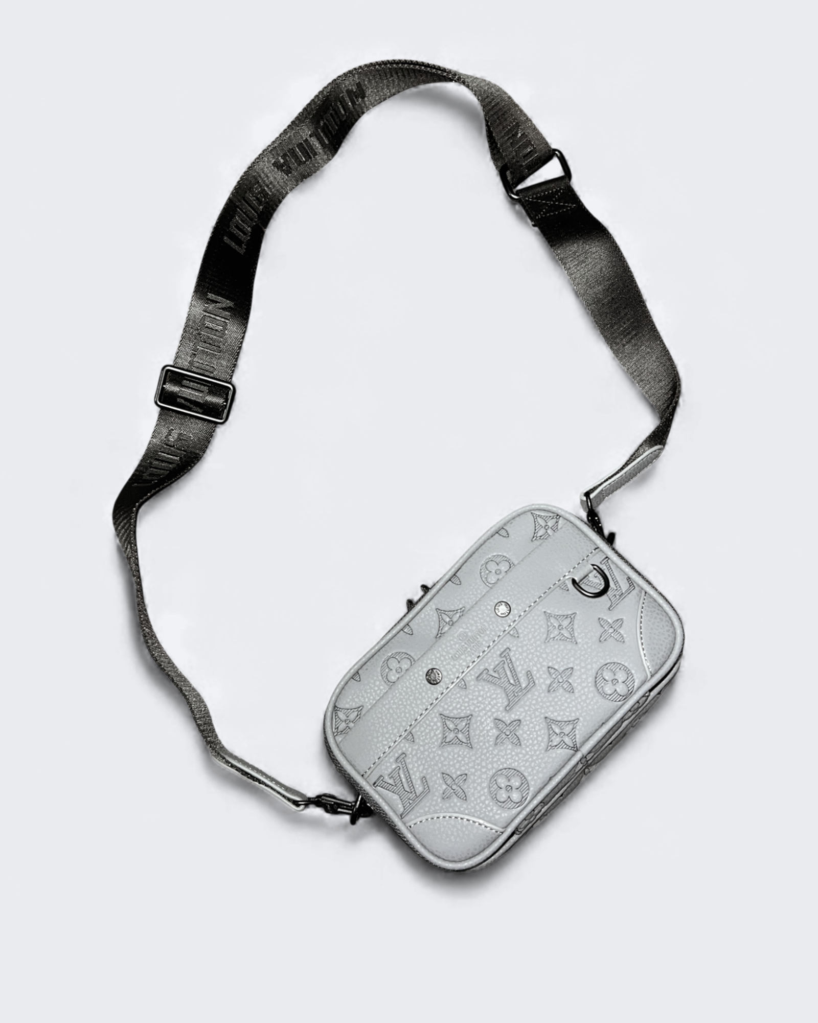 LVTN - Alpha Leather Embossed Crossbody Bag - Gray