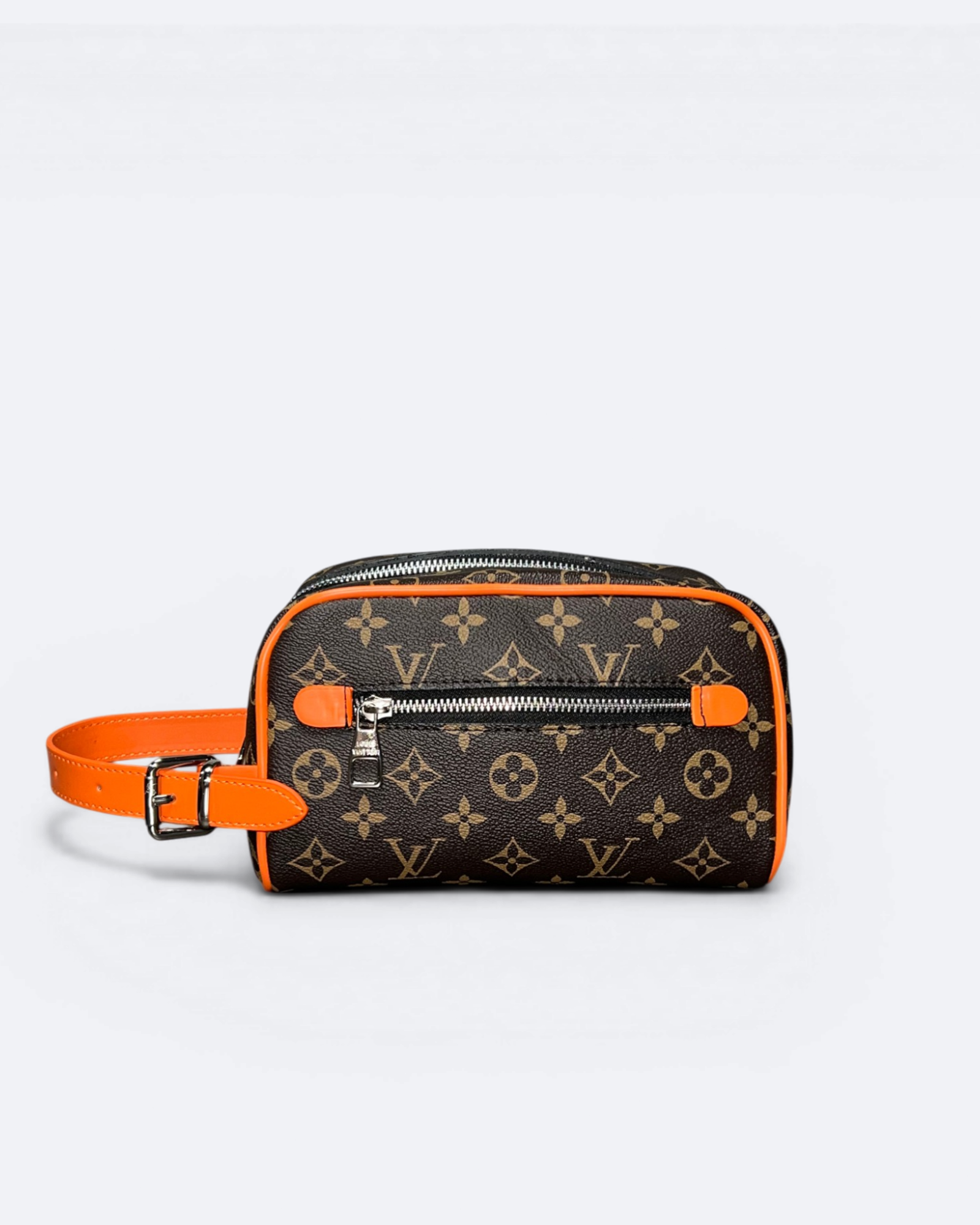 LVTN - Pattern Hand Pouch Bag - Brown/Orange