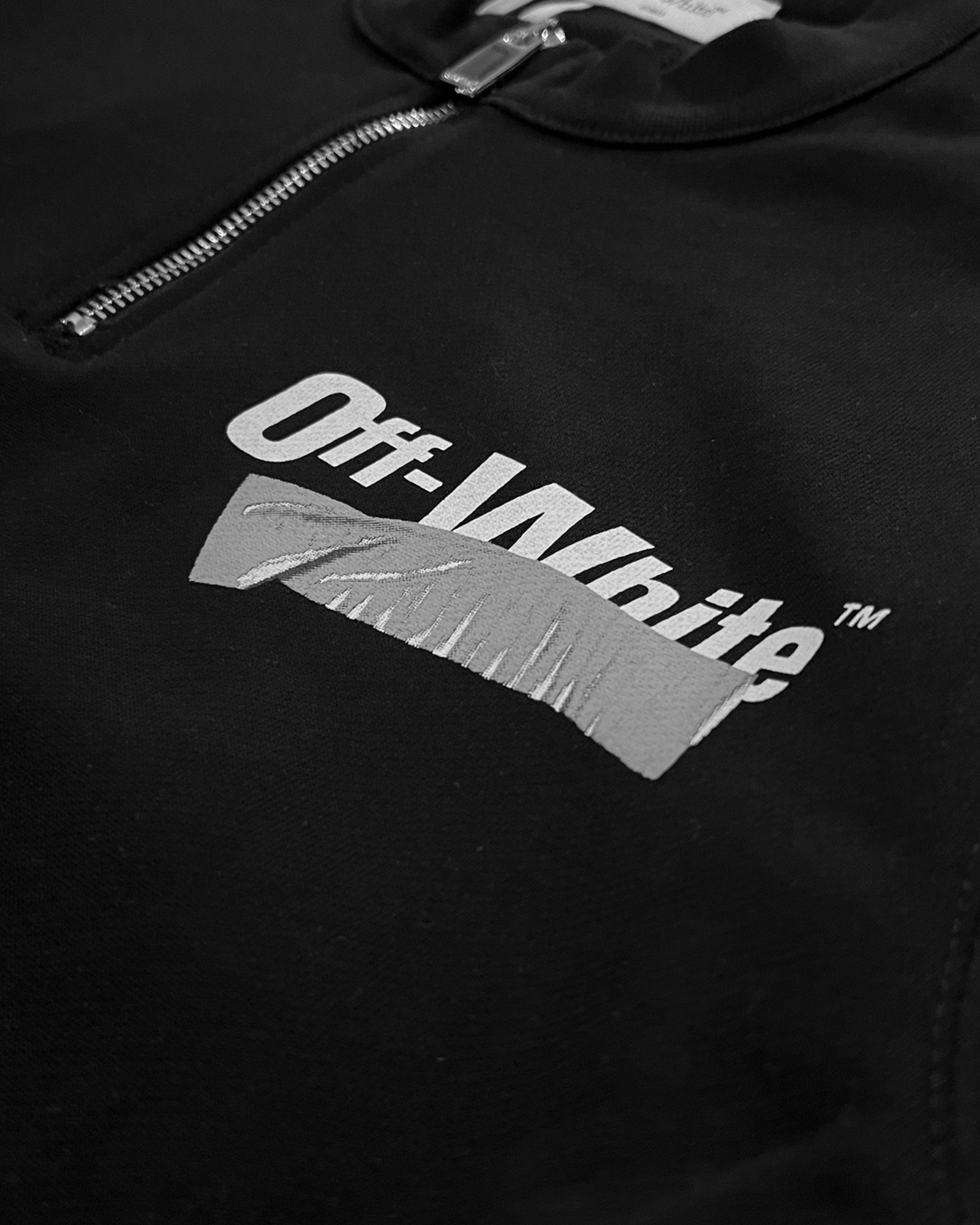 Off-White - Silver Tape Graphic Half-Zip Sweatshirt - Black