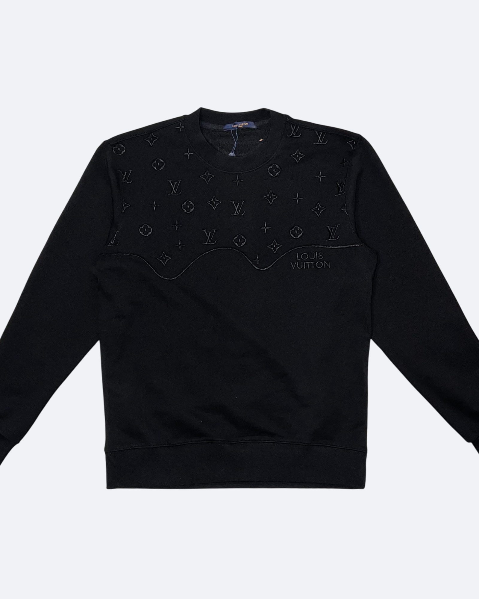 LVTN - Wave Pattern Embroidery Sweatshirt - Black