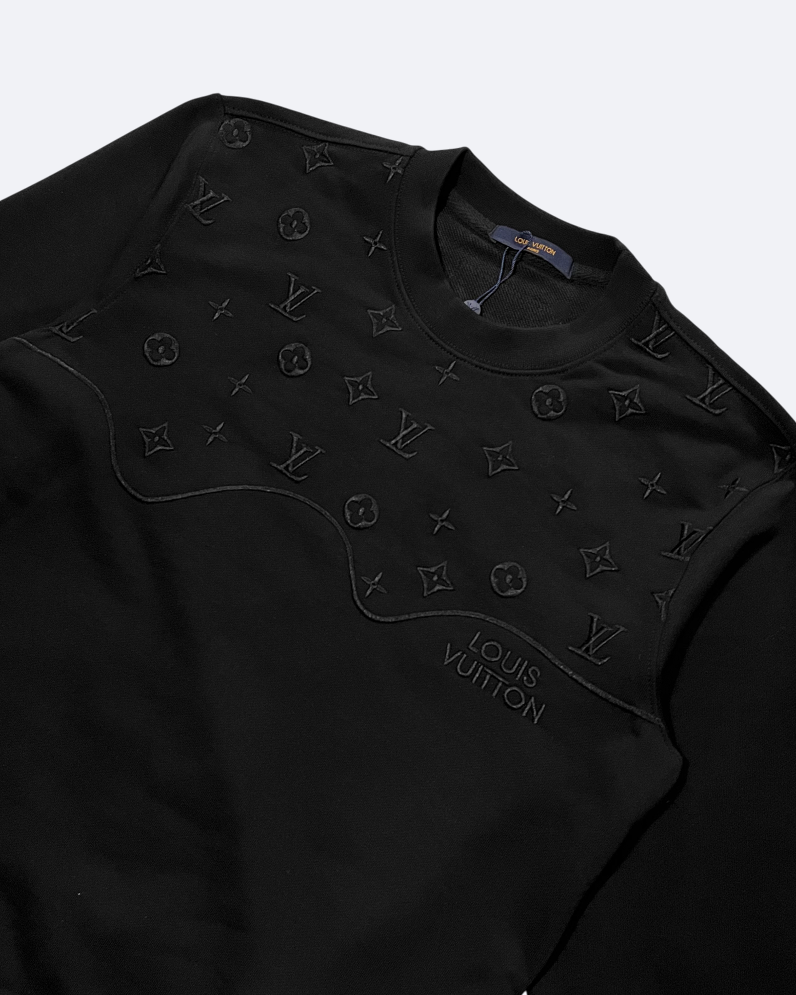 LVTN - Wave Pattern Embroidery Sweatshirt - Black