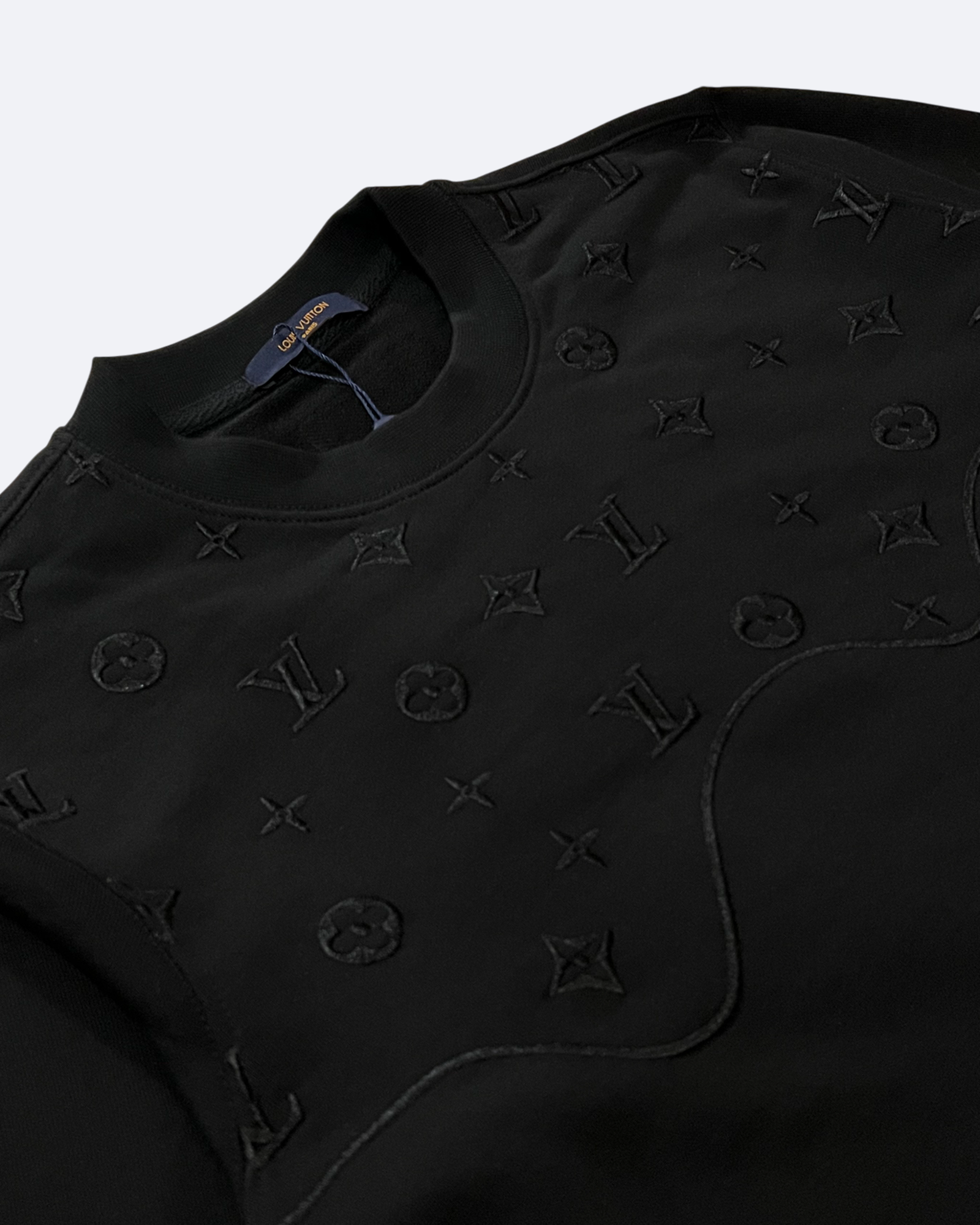 LVTN - Wave Pattern Embroidery Sweatshirt - Black