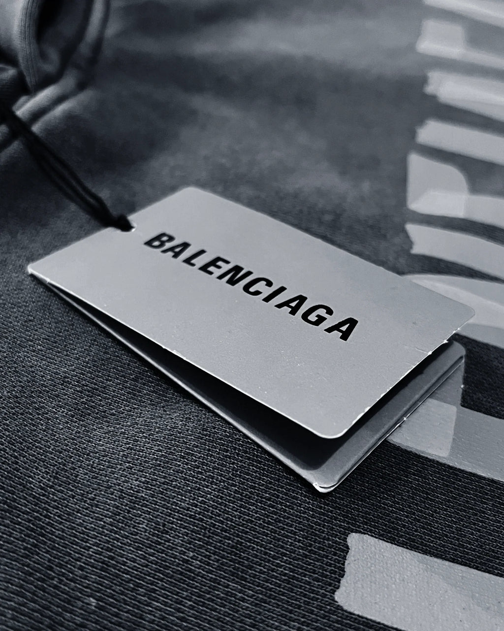 Balenciaga - Yellow Tape Distressed Hoodie - Washed Gray