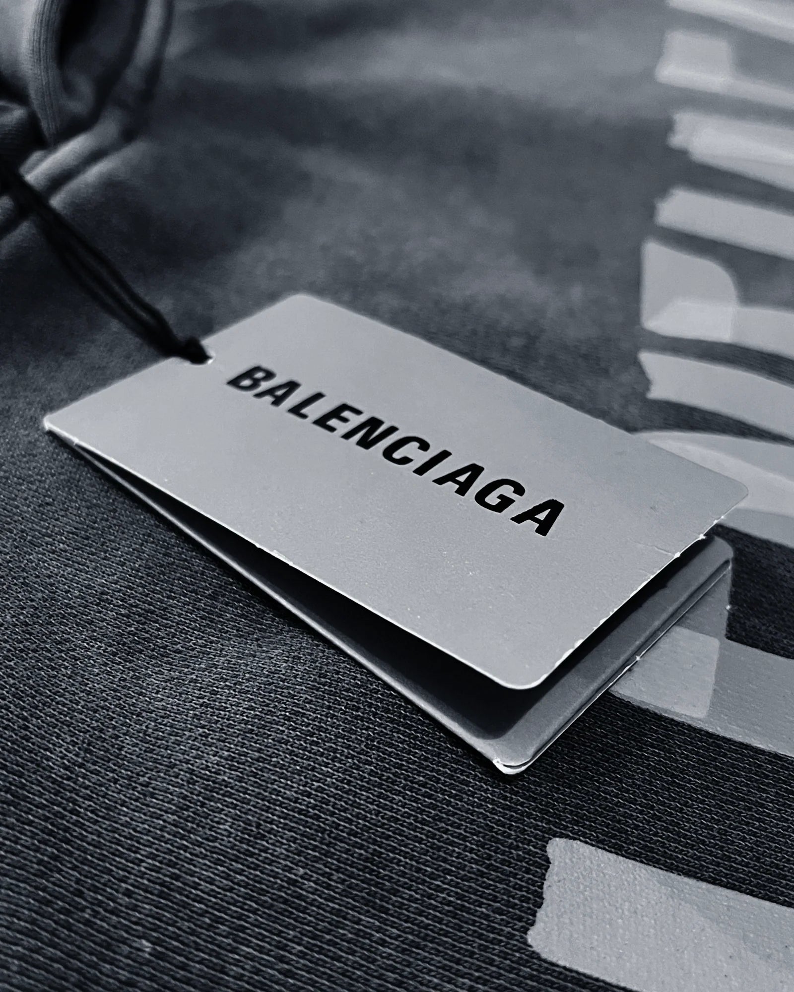 Balenciaga - Yellow Tape Distressed Hoodie - Washed Gray