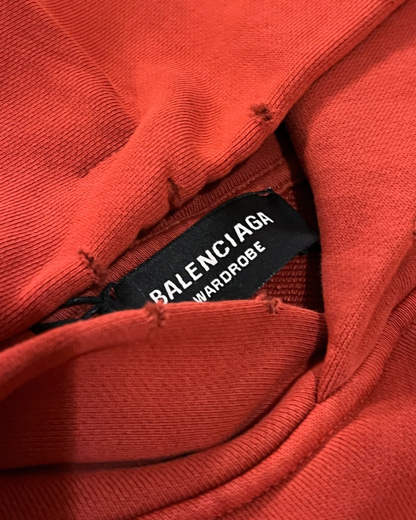 Balenciaga - Red Tape Distressed Hoodie - Washed Red