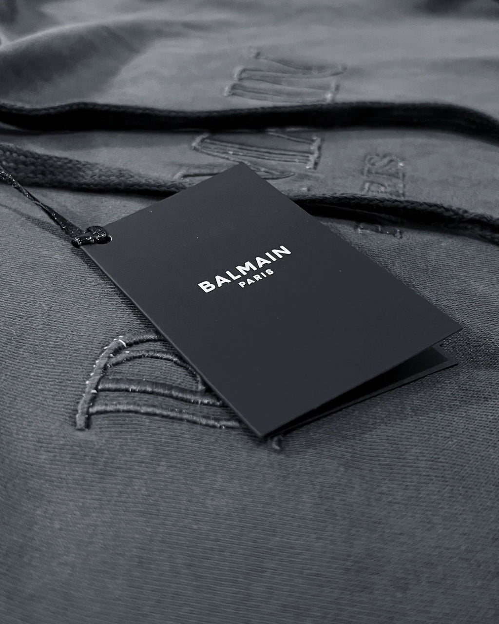 Balmain - Logo Embroidery Hoodie - Slate Blue