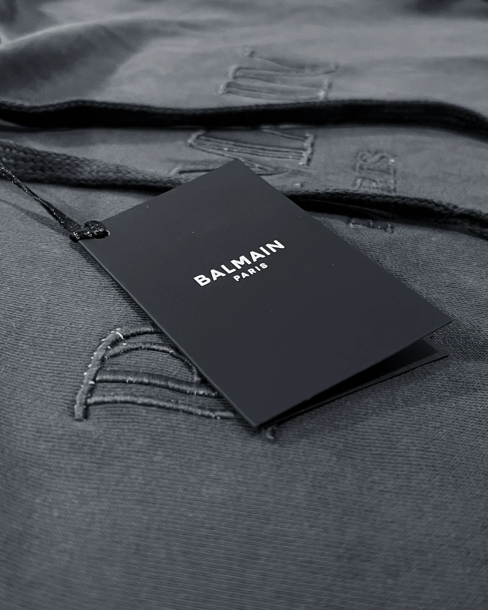 Balmain - Logo Embroidery Hoodie - Slate Blue