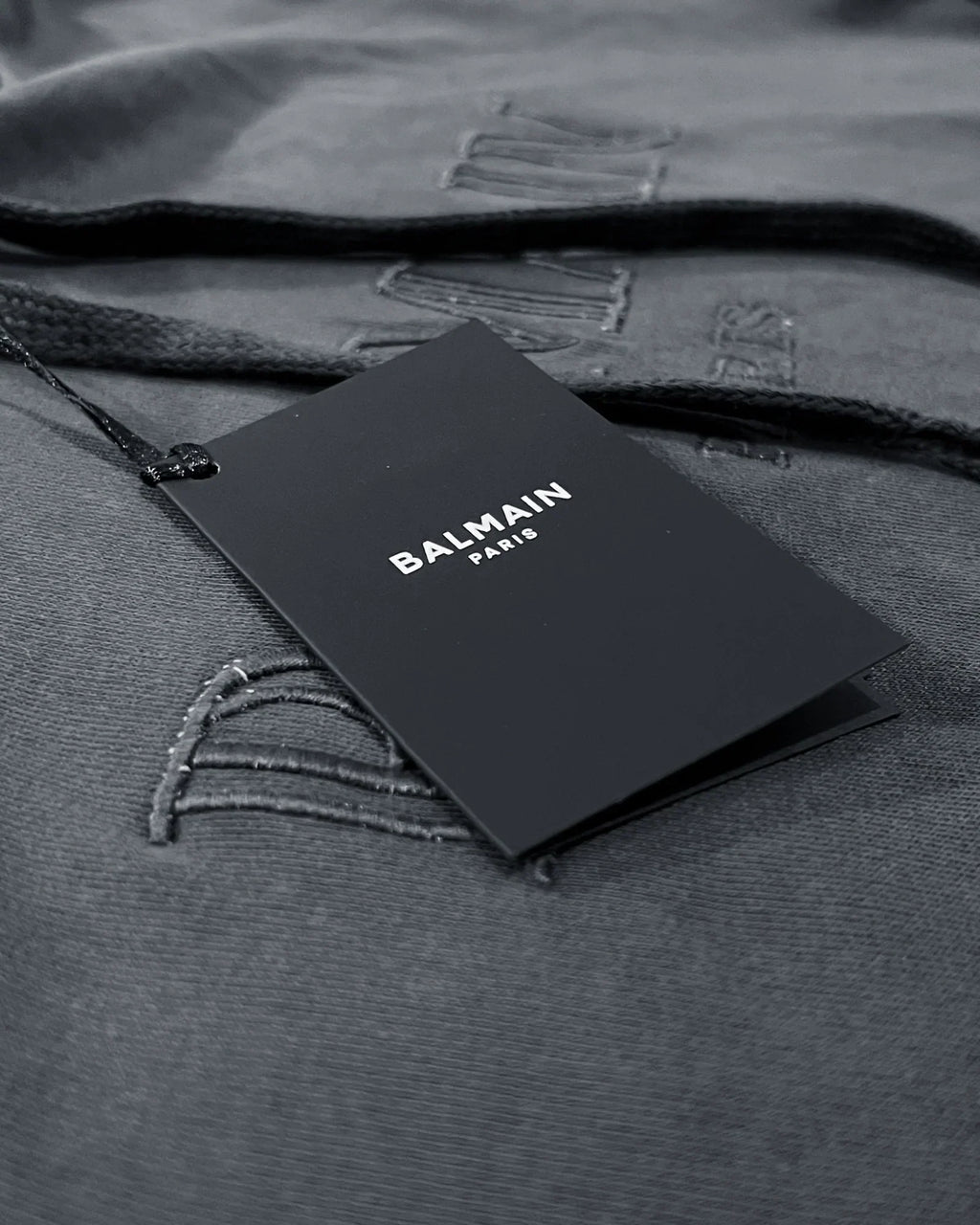 Balmain - Logo Embroidery Hoodie - Slate Blue