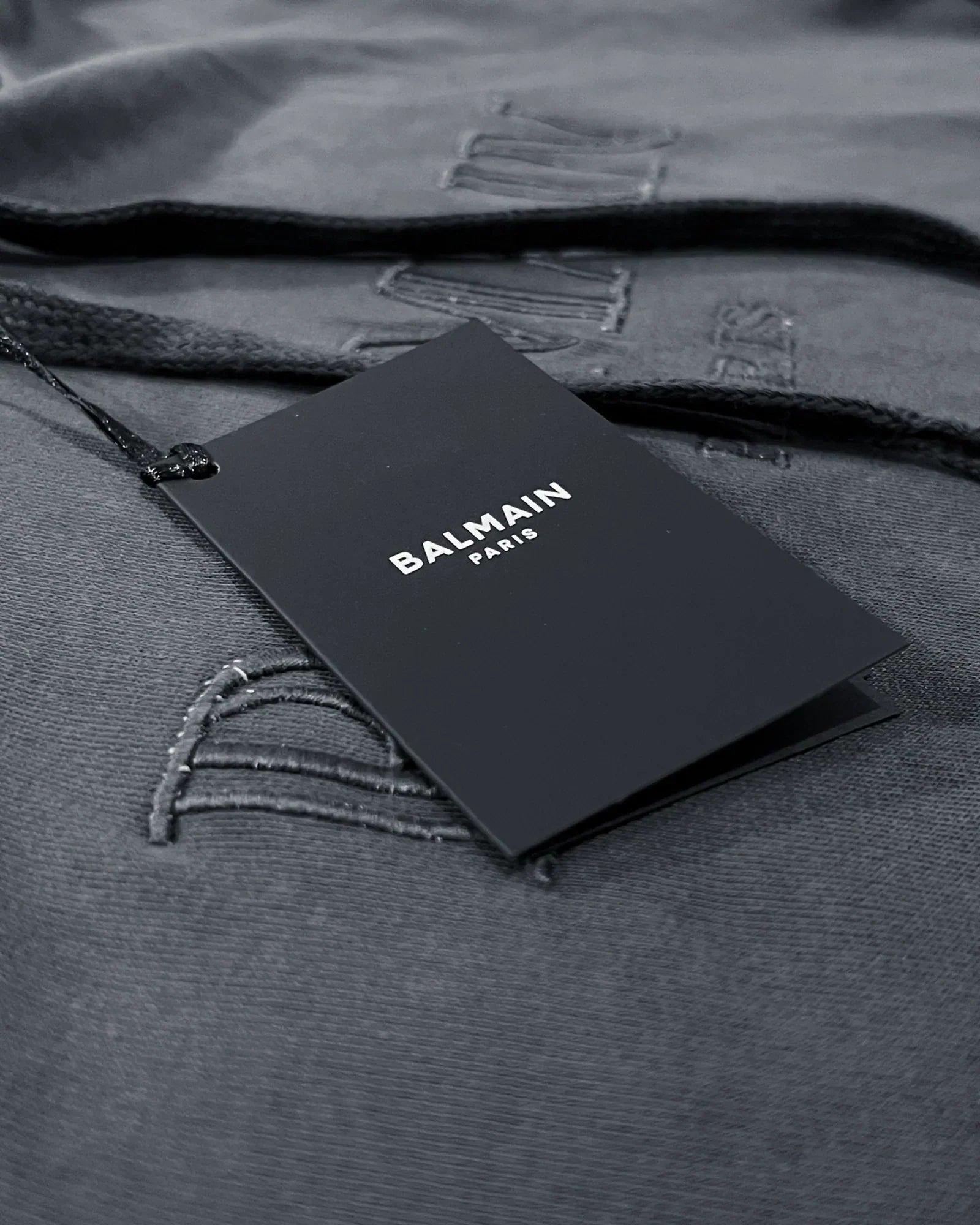 Balmain - Logo Embroidery Hoodie - Slate Blue