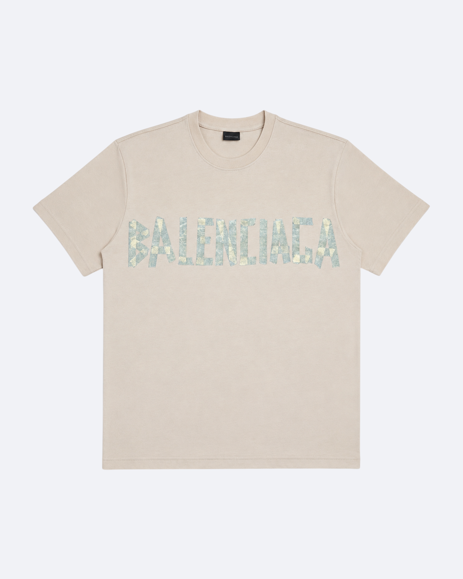 Balenciaga - Yellow Tape Logo T-Shirt - Beige