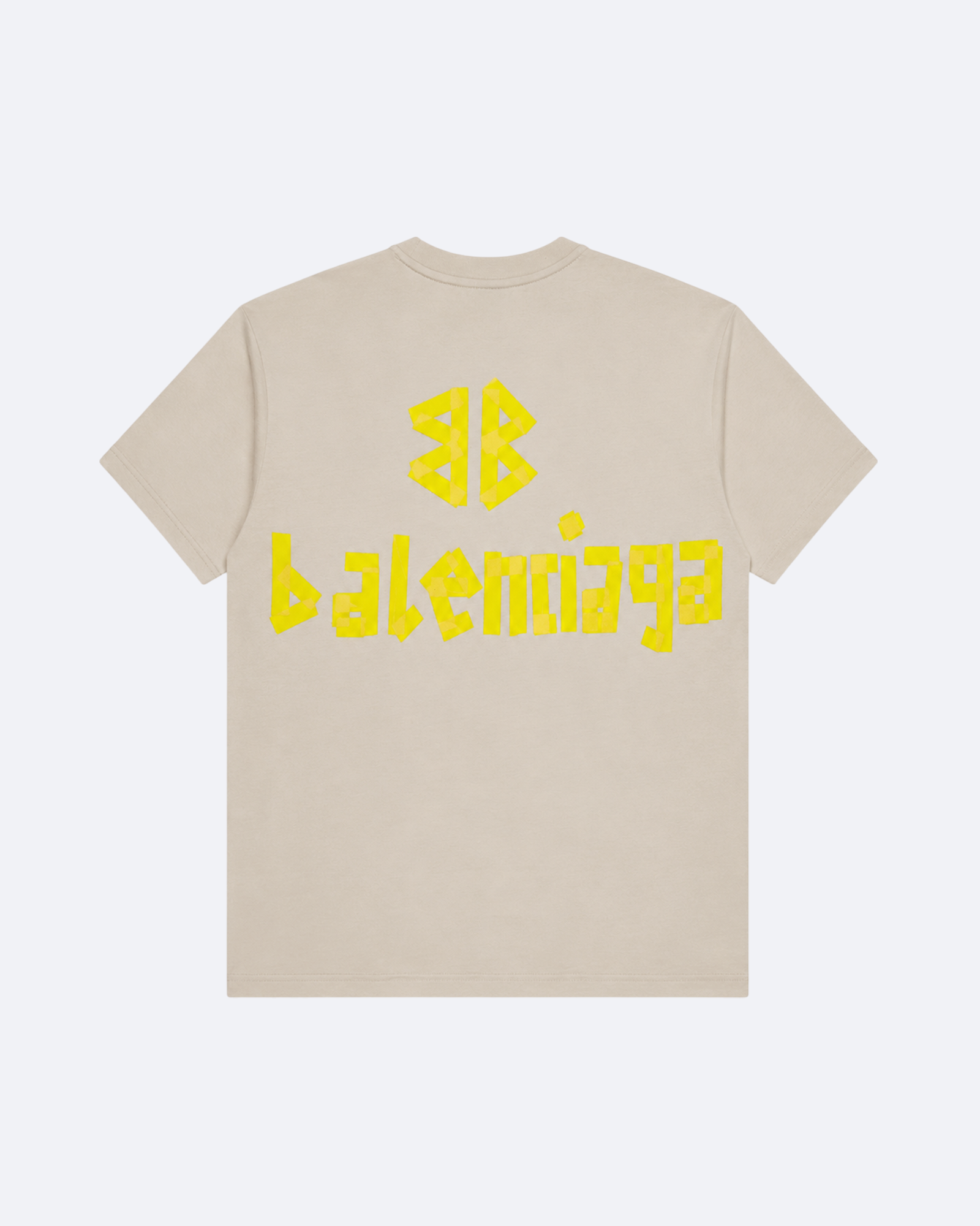 Balenciaga - Yellow Tape Logo T-Shirt - Beige