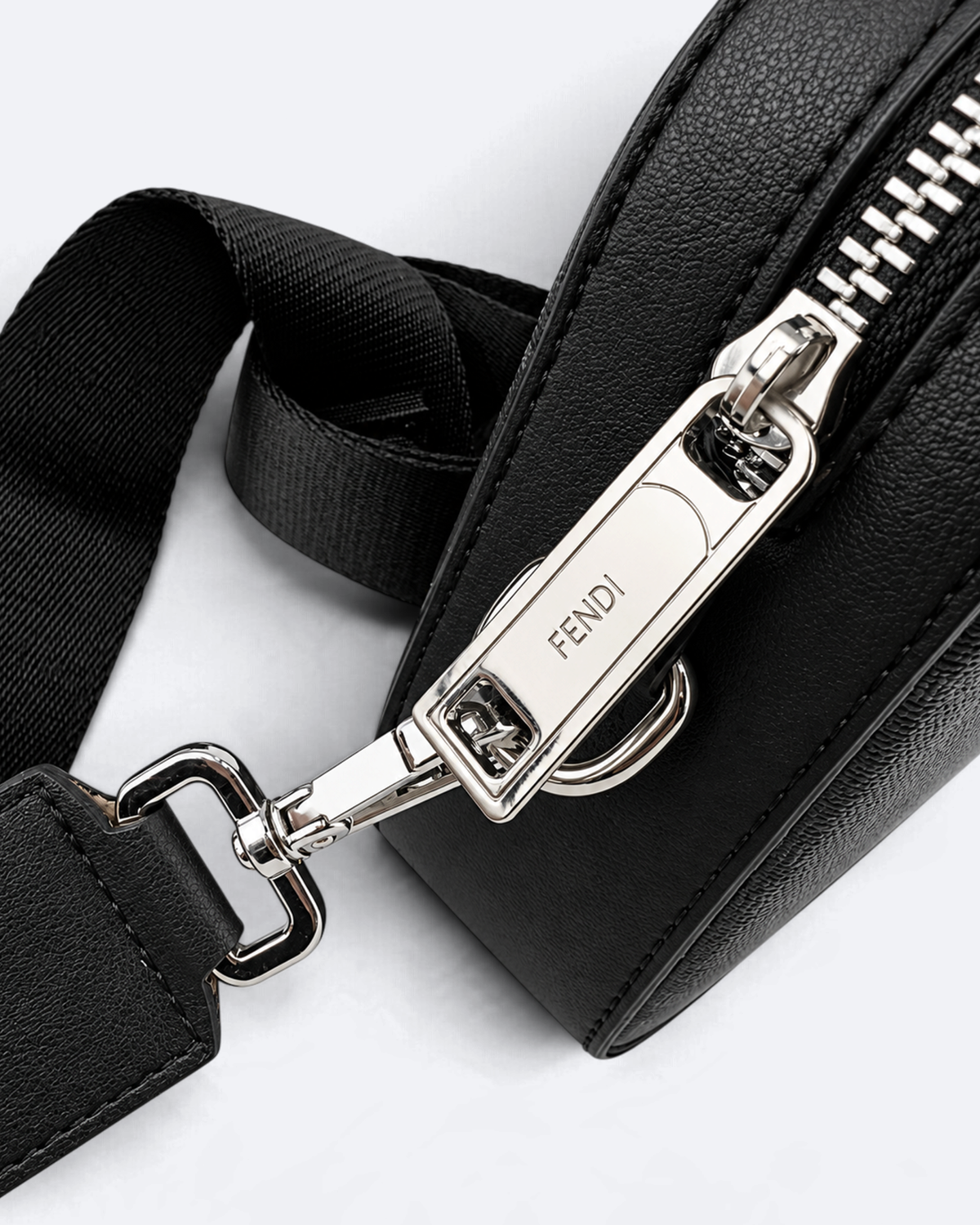 Fendi - Yellow Stripe Embossed Messenger Bag - Black
