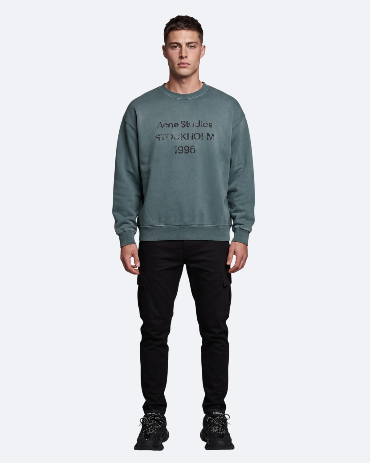 Acne Studios - Logotype Distressed Sweatshirt - Slate Teal
