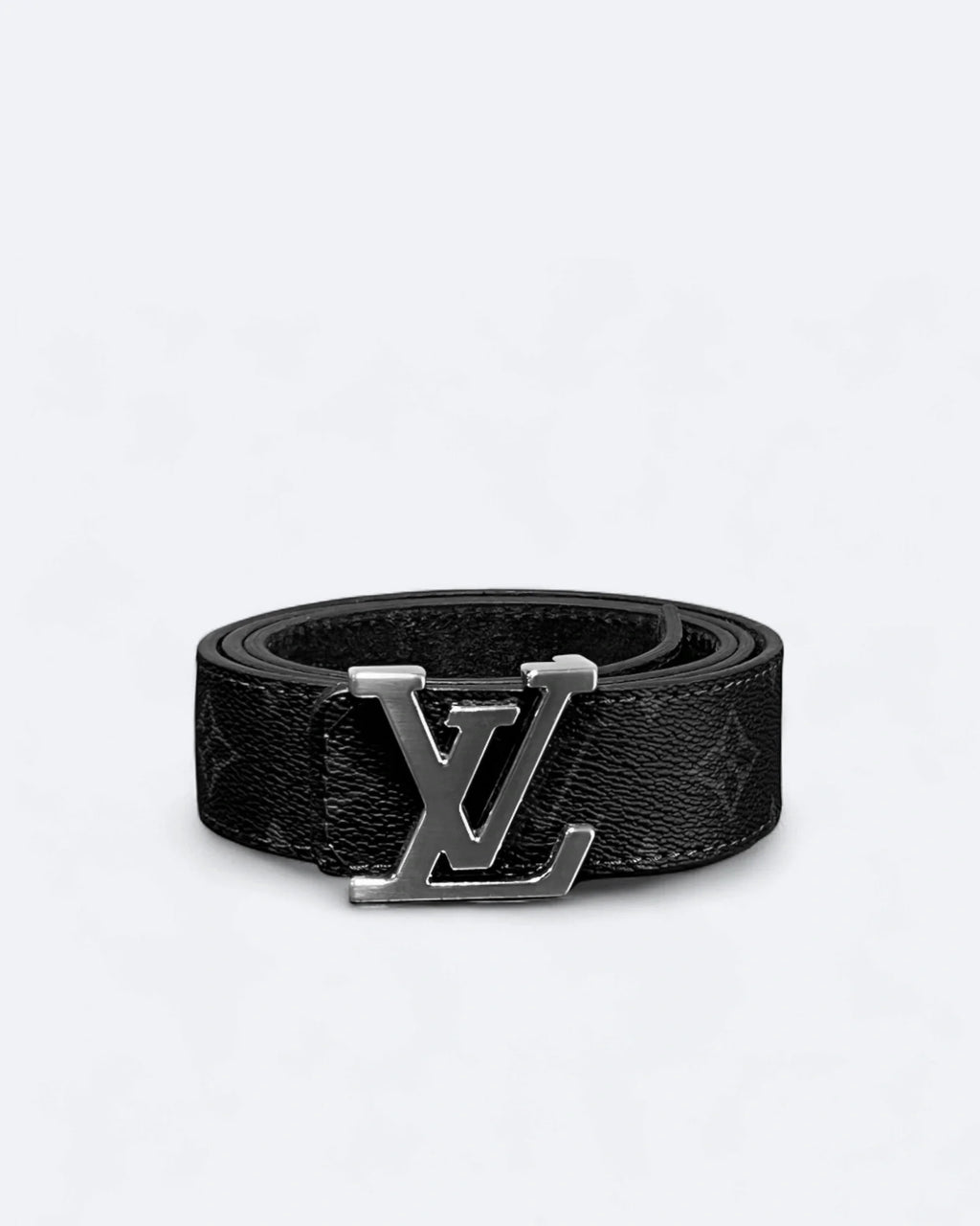 LVTN - LV Black Pattern Belt - Silver