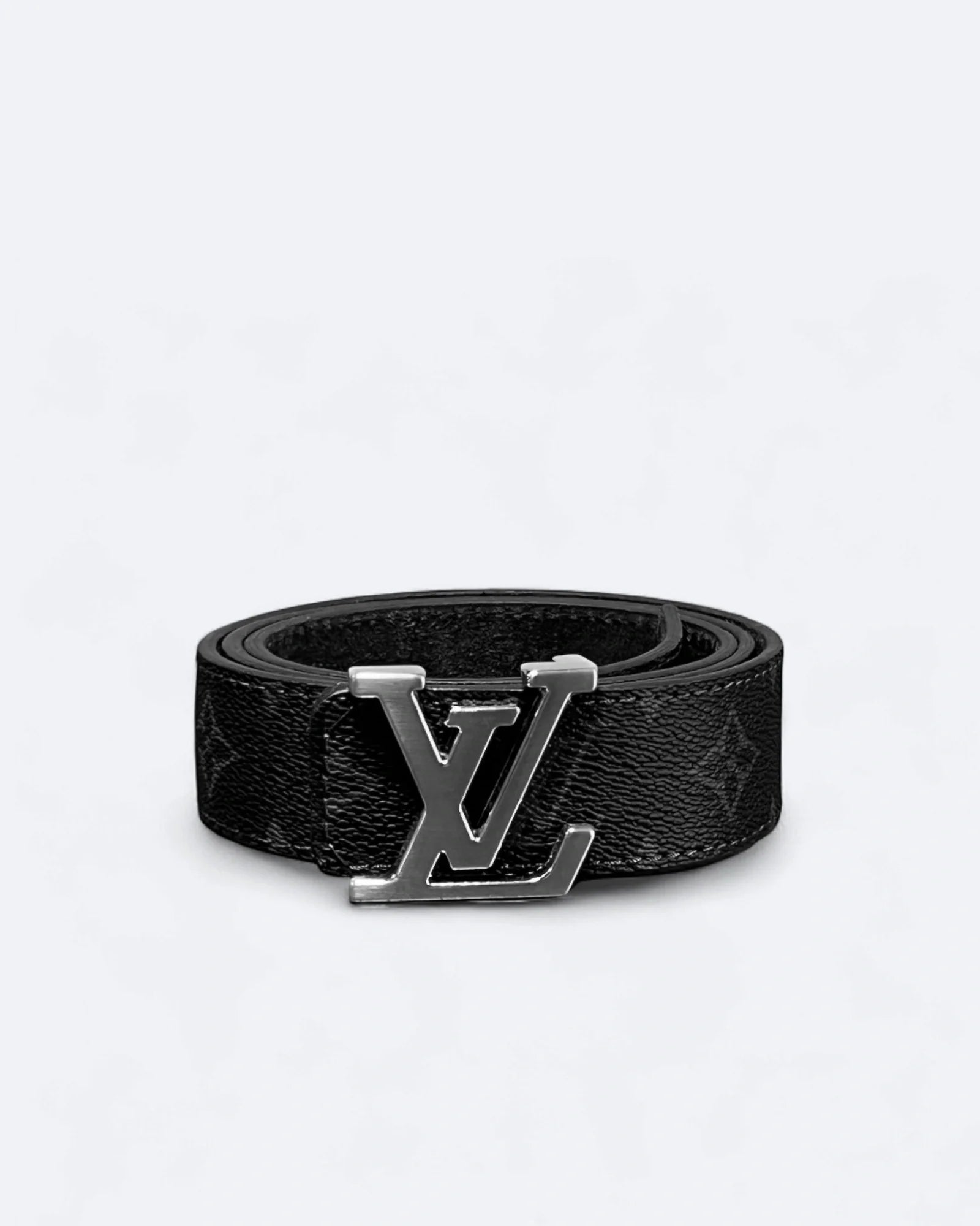 LVTN - LV Black Pattern Belt - Silver