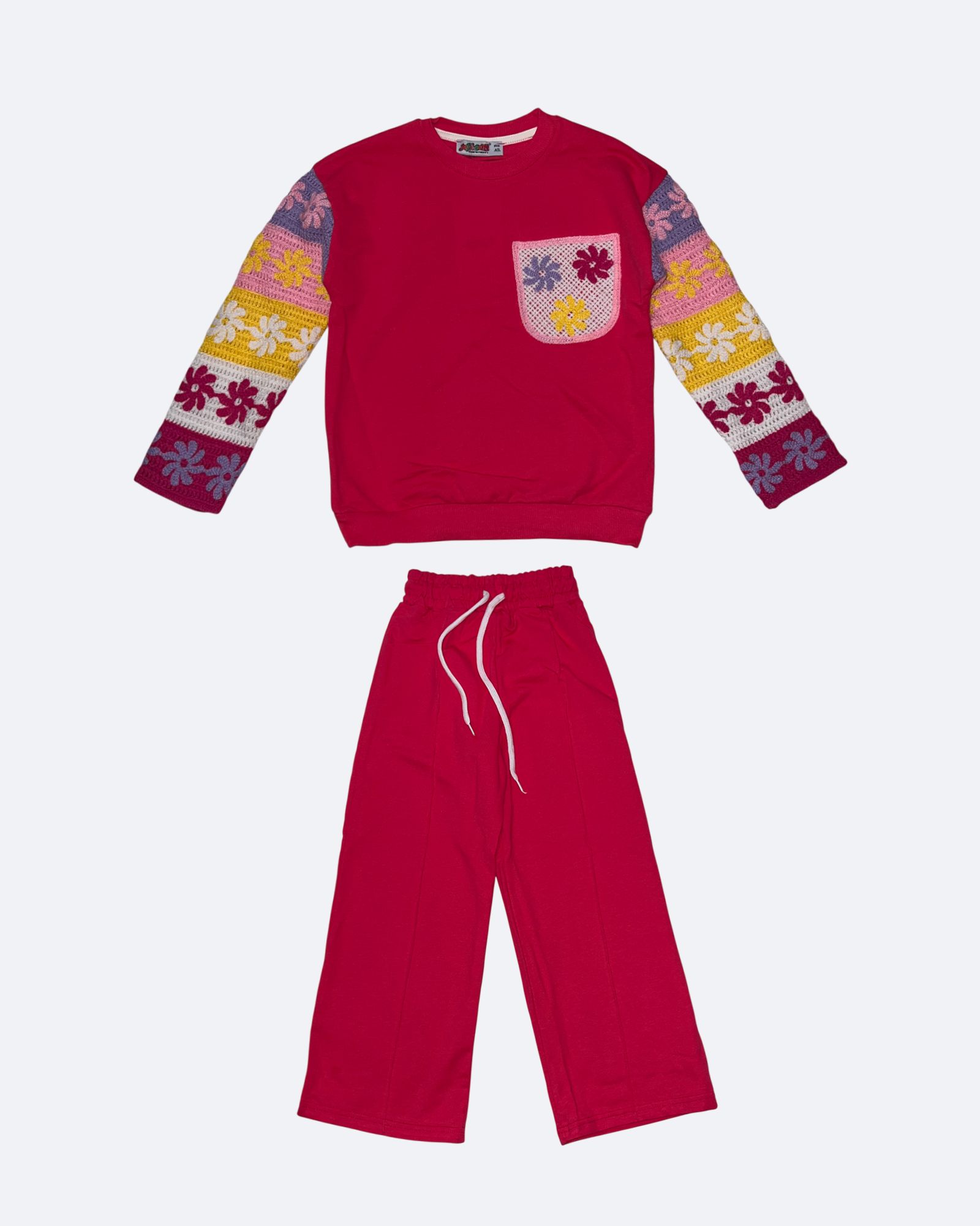 Set For Girl With Knitted Element - Pink