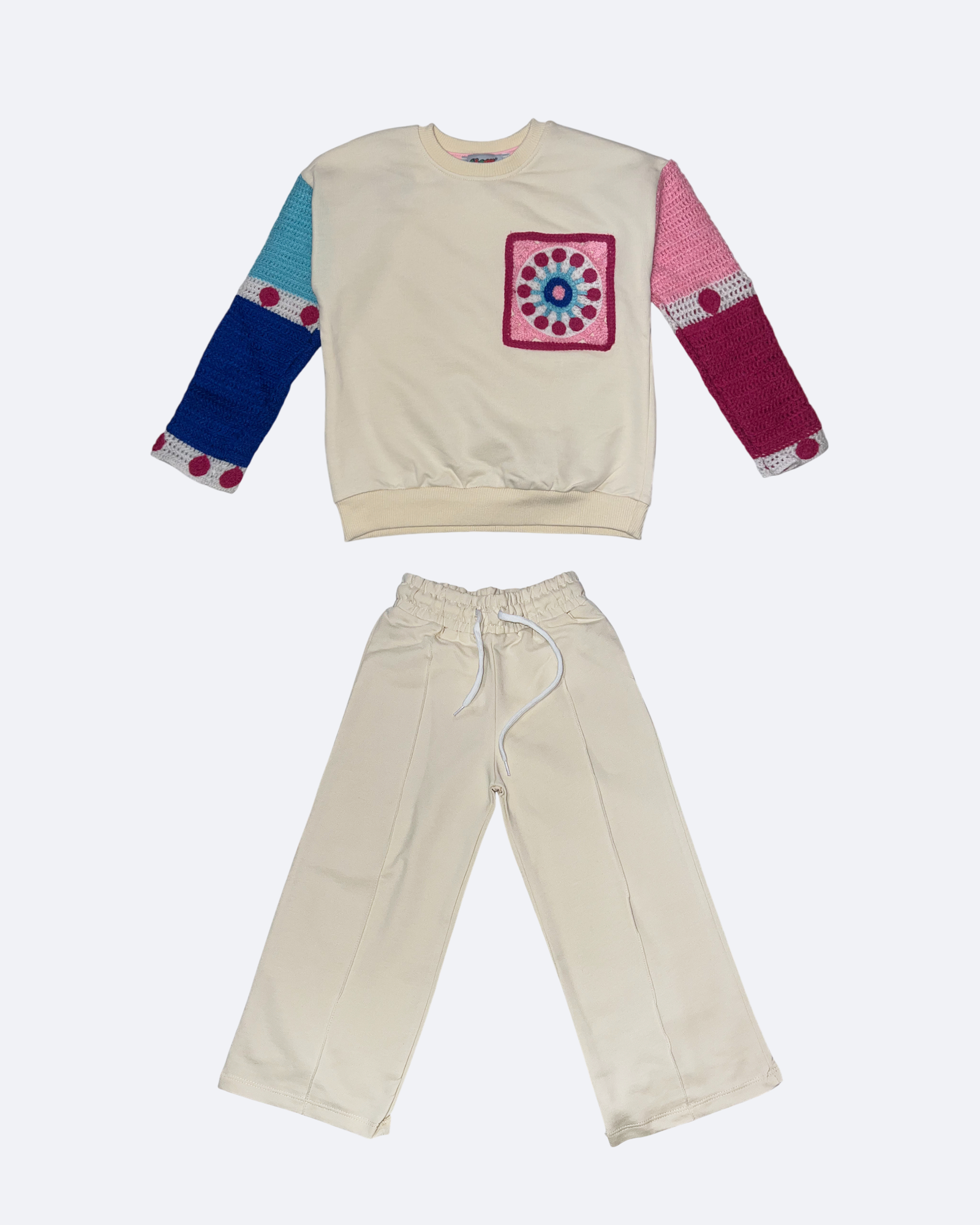 Set For Girl With Knitted Element - Beige